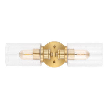 Jules Edison 16.5" Cylinder Iron/Seeded Glass Farmhouse Contemporary LED Wall Sconce